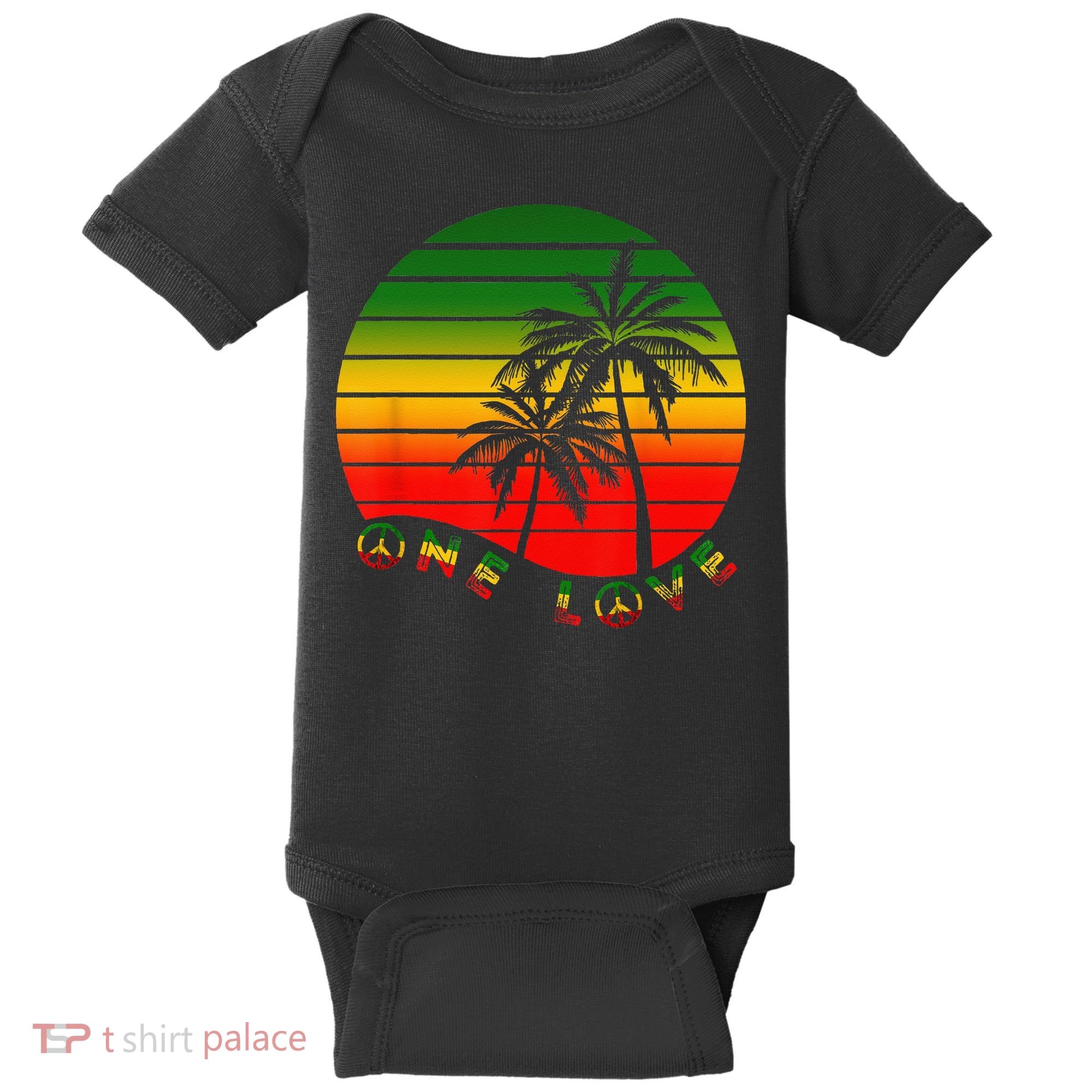 Rasta Reggae One Love Palms Reggaeton Rastafarian Pride Baby Bodysuit