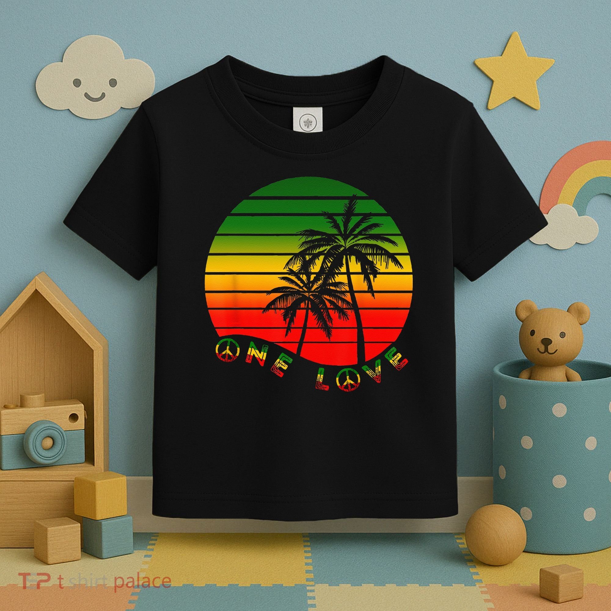Rasta Reggae One Love Palms Reggaeton Rastafarian Pride Toddler T-Shirt
