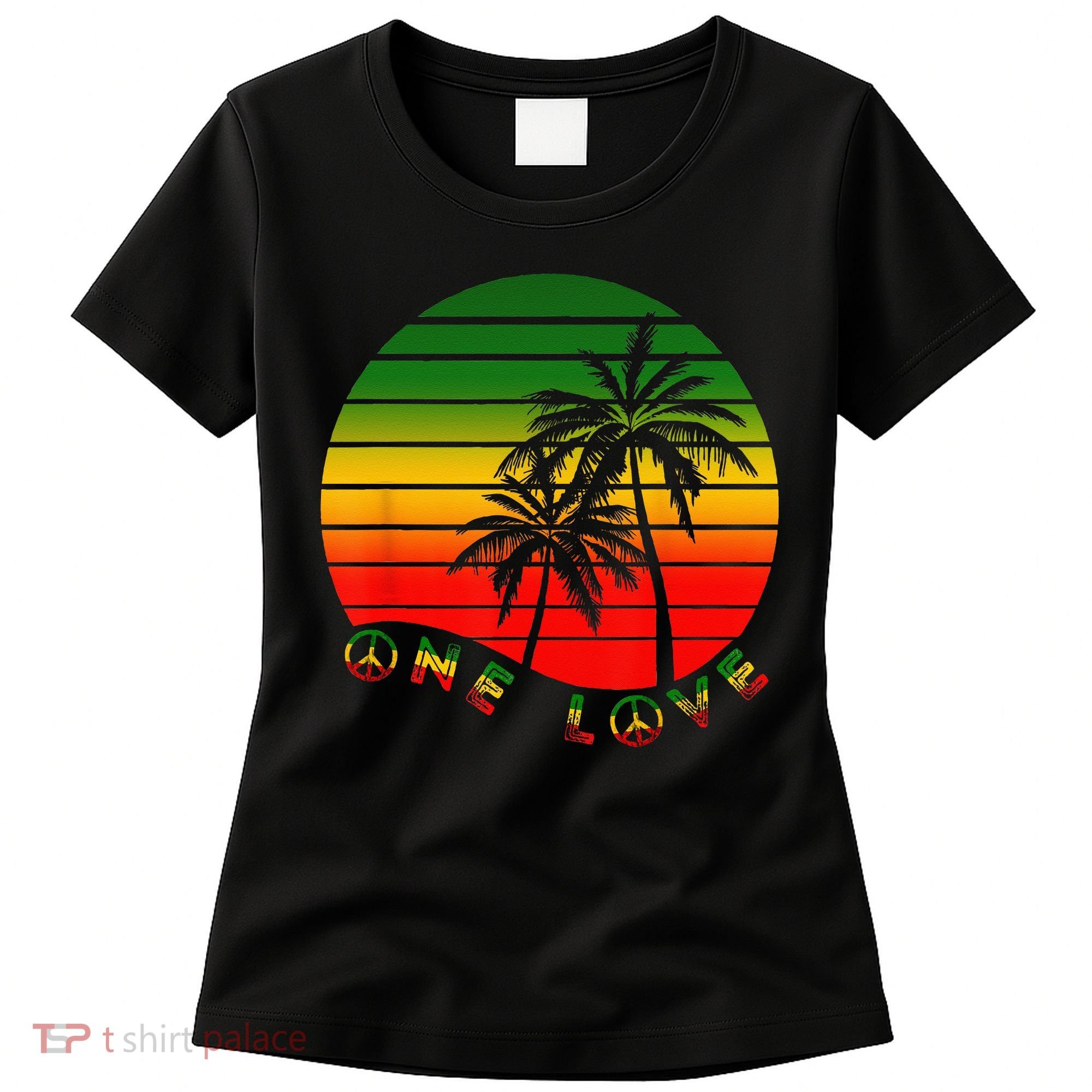 Rasta Reggae One Love Palms Reggaeton Rastafarian Pride Women's T-Shirt