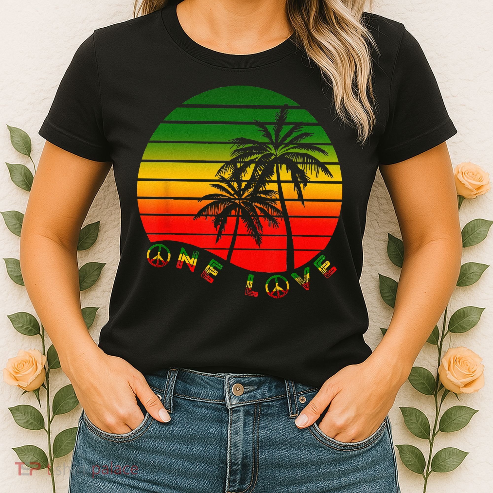 Rasta Reggae One Love Palms Reggaeton Rastafarian Pride Women's T-Shirt