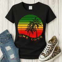 Rasta Reggae One Love Palms Reggaeton Rastafarian Pride Women's T-Shirt thumb 3
