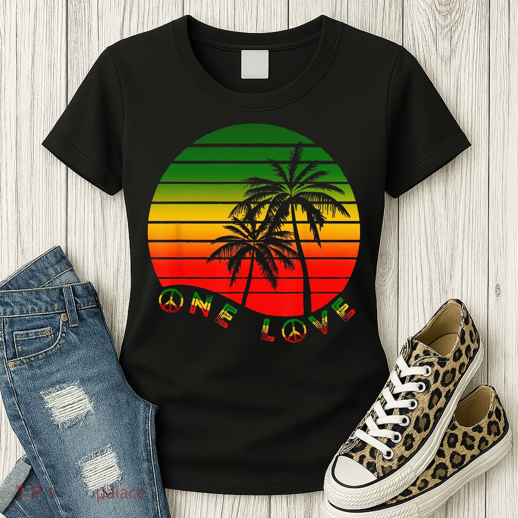 Rasta Reggae One Love Palms Reggaeton Rastafarian Pride Women's T-Shirt