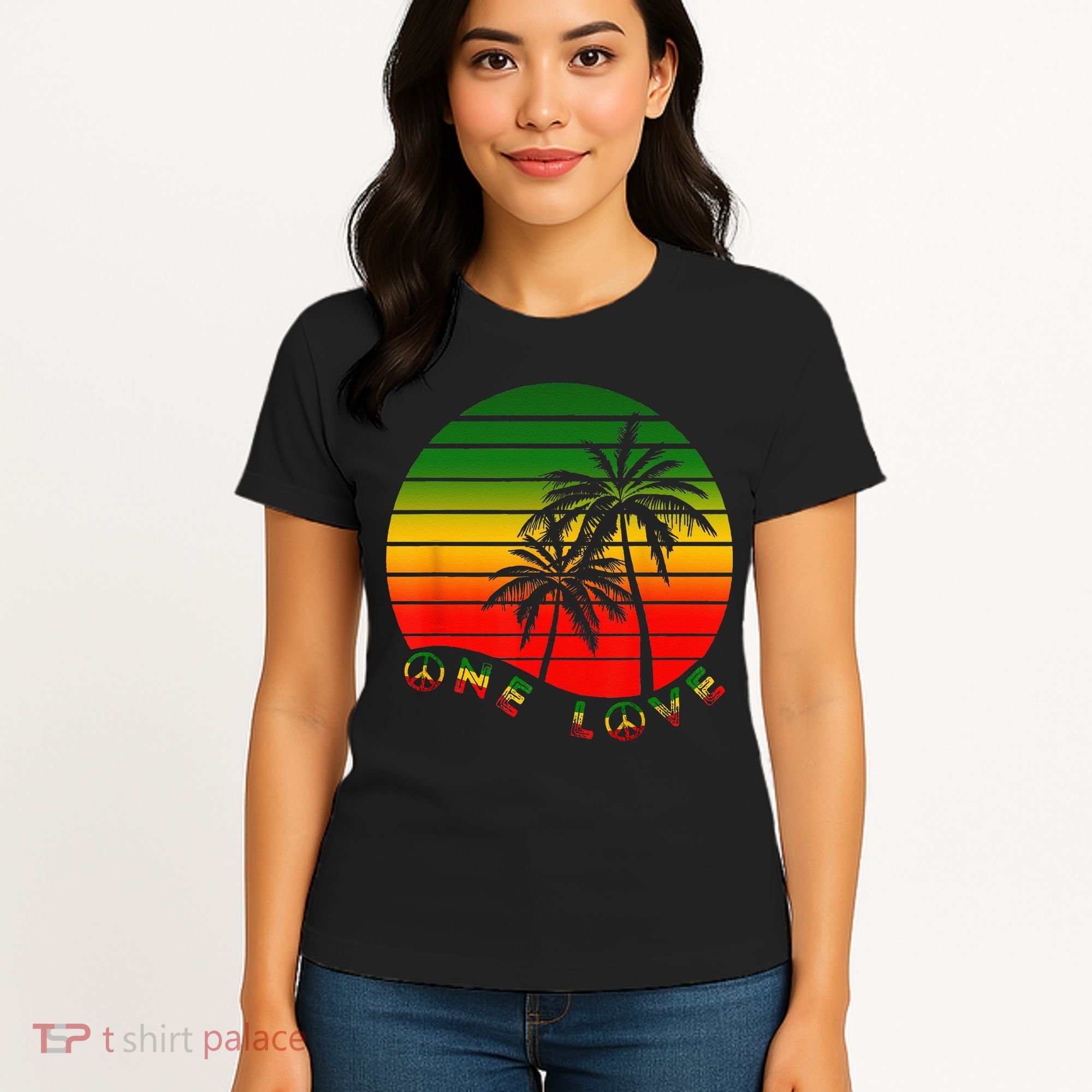 Rasta Reggae One Love Palms Reggaeton Rastafarian Pride Women's T-Shirt