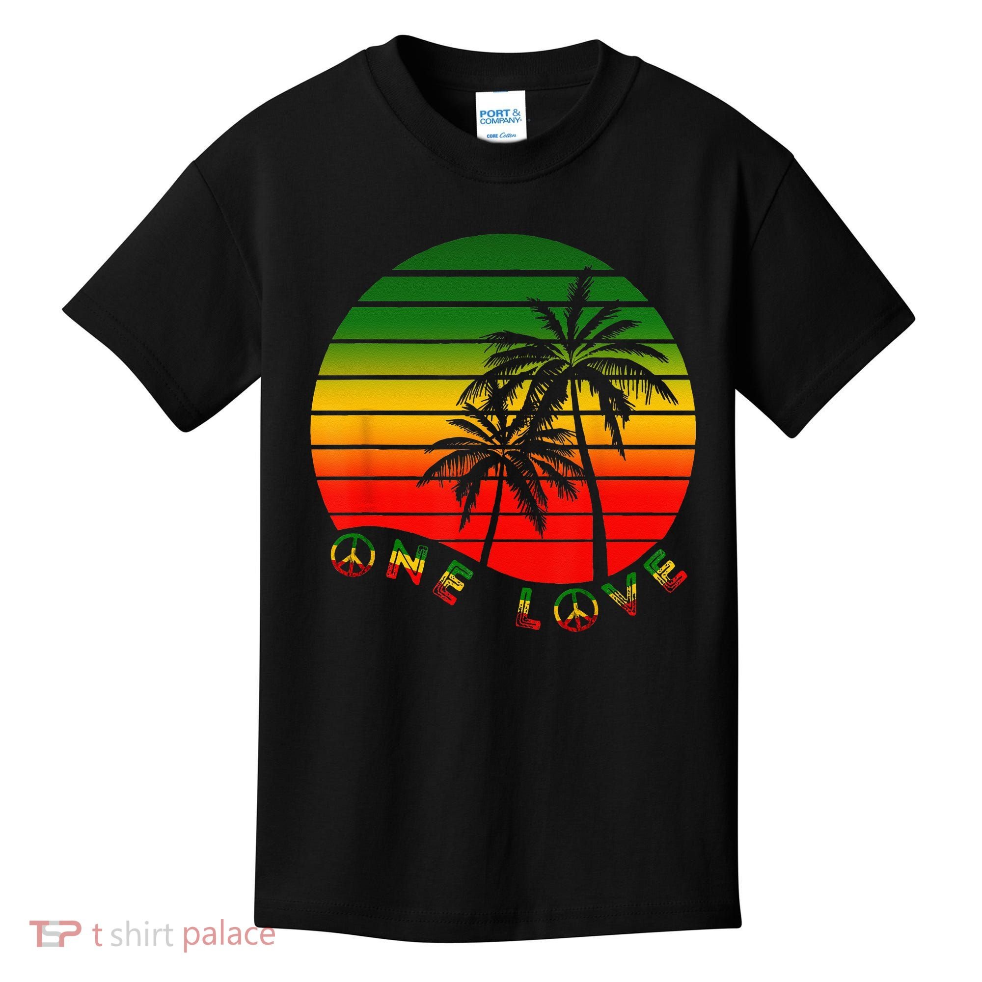 Rasta Reggae One Love Palms Reggaeton Rastafarian Pride Kids T-Shirt