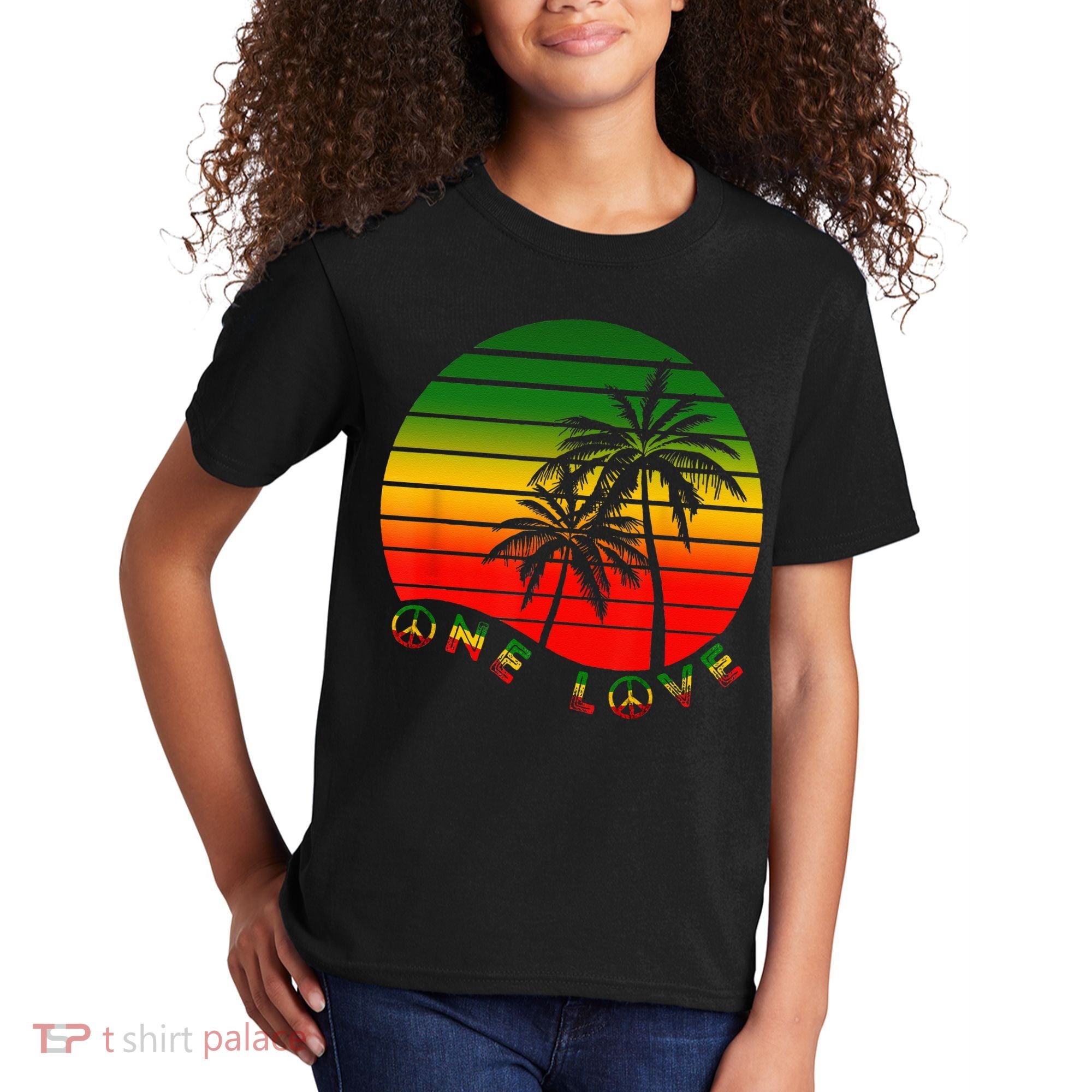 Rasta Reggae One Love Palms Reggaeton Rastafarian Pride Kids T-Shirt