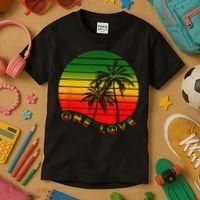 Rasta Reggae One Love Palms Reggaeton Rastafarian Pride Kids T-Shirt thumb 3