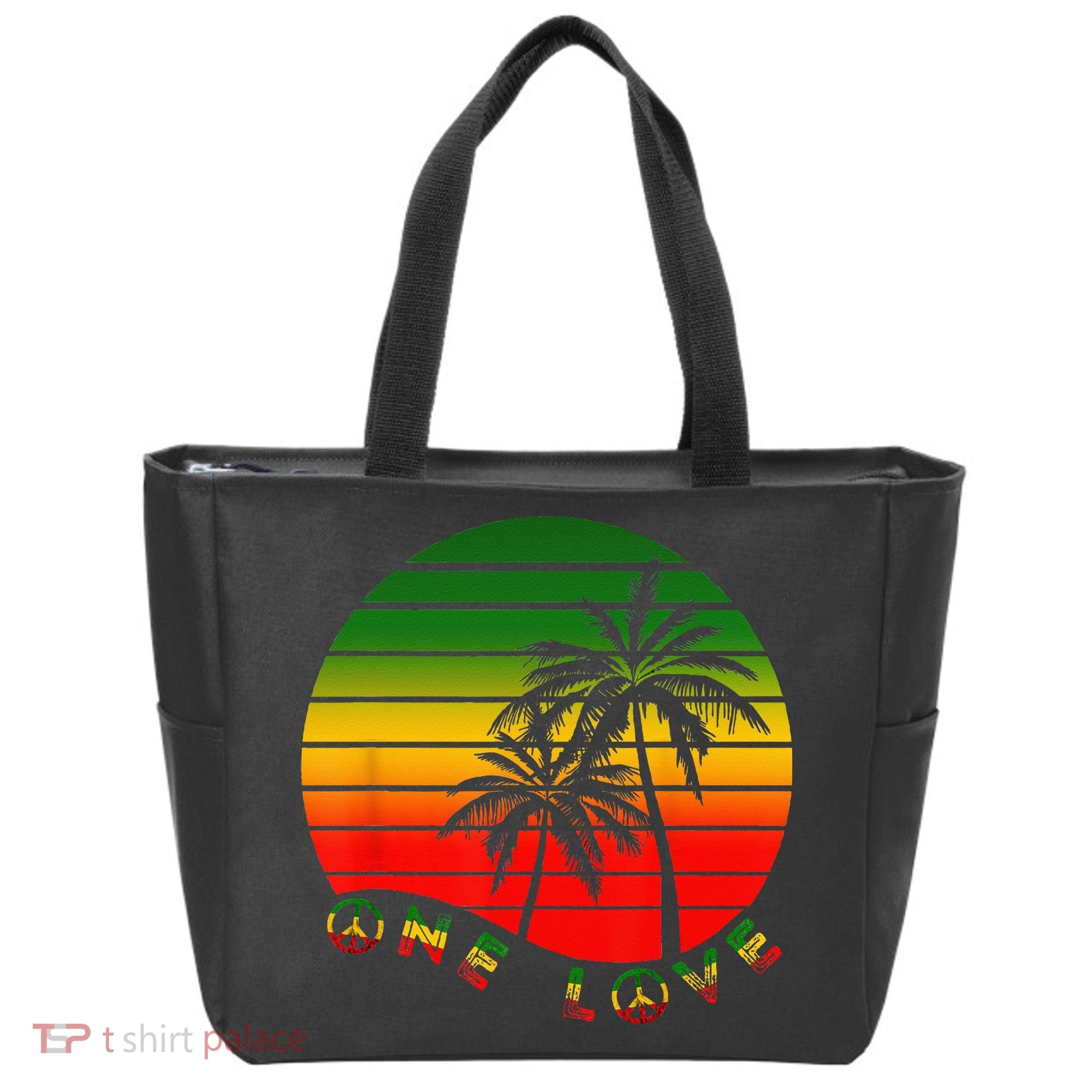 Rasta Reggae One Love Palms Reggaeton Rastafarian Pride Tote Bag