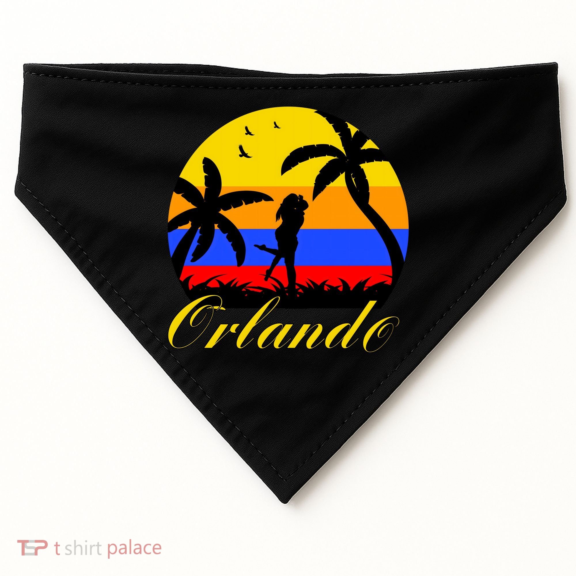 Retro Romantic Orlando Sunset USA-Made Doggie Bandana