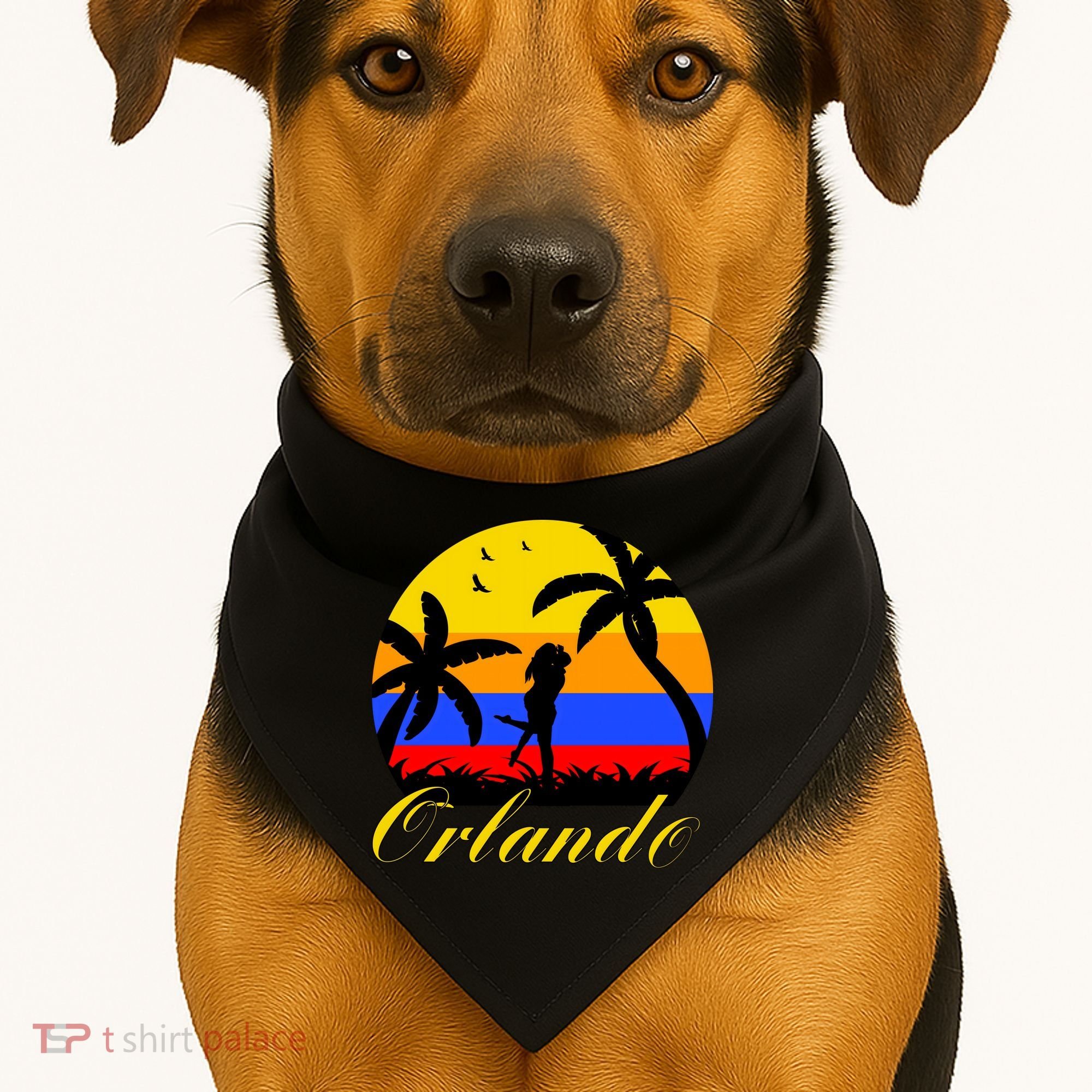 Retro Romantic Orlando Sunset USA-Made Doggie Bandana