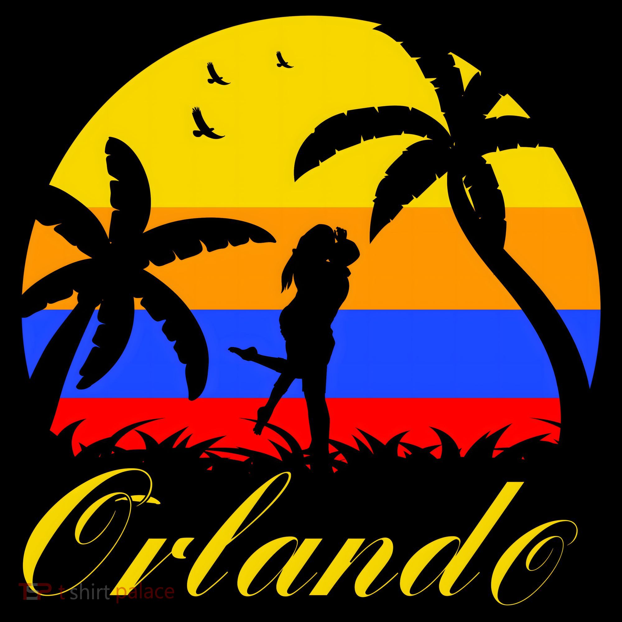 Retro Romantic Orlando Sunset USA-Made Doggie Bandana