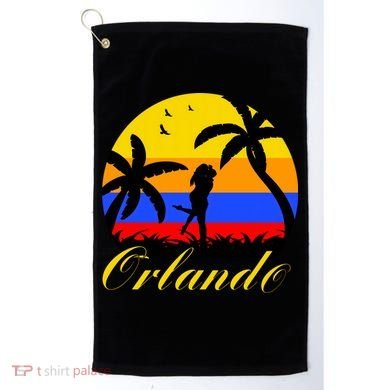 Retro Romantic Orlando Sunset Golf Towel