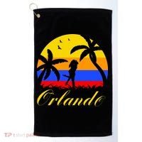 Retro Romantic Orlando Sunset Golf Towel thumb 0
