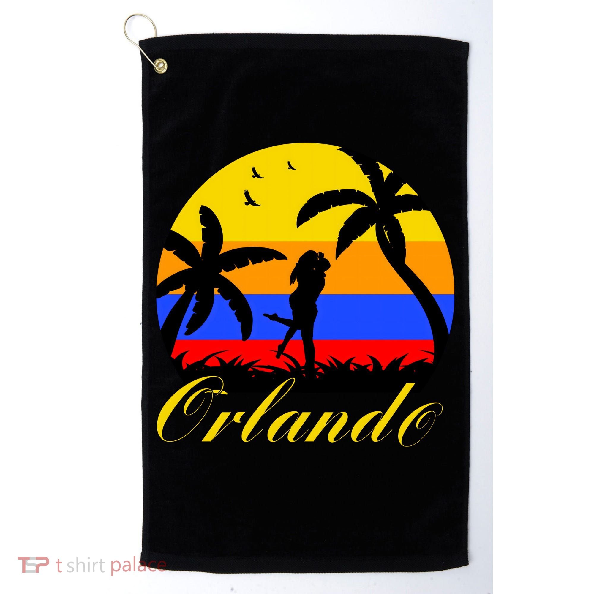 Retro Romantic Orlando Sunset Golf Towel