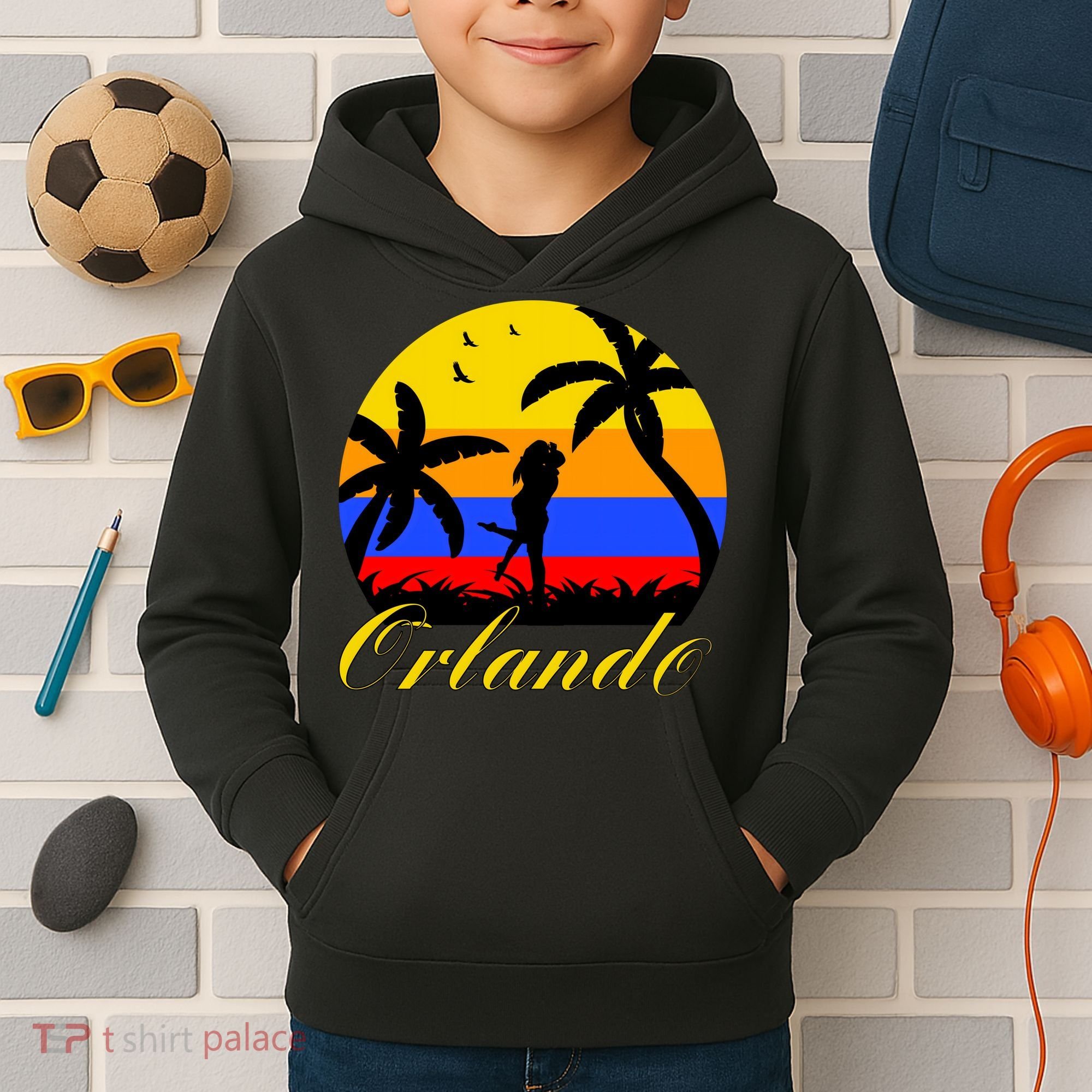 Retro Romantic Orlando Sunset Kids Hoodie