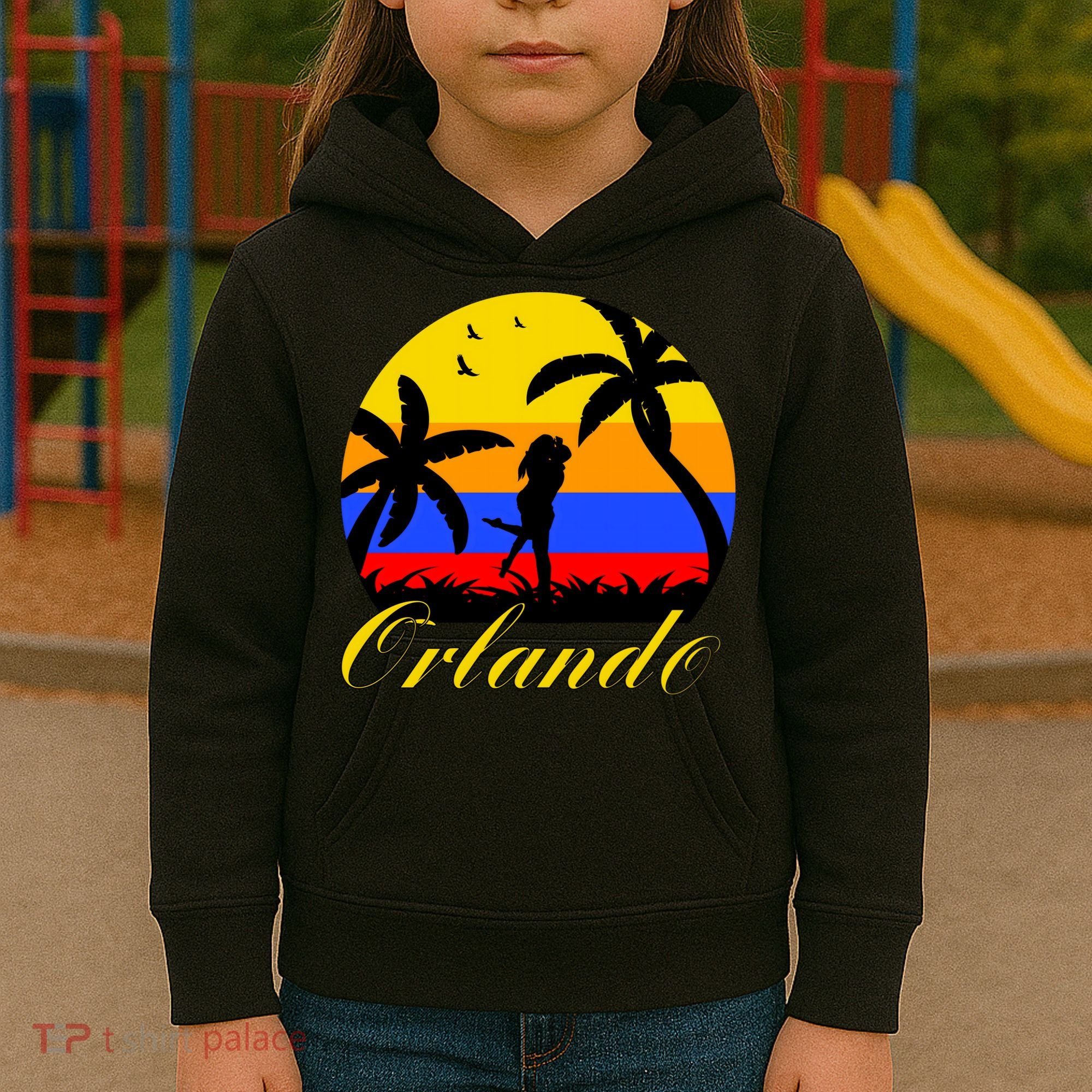Retro Romantic Orlando Sunset Kids Hoodie