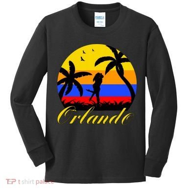 Retro Romantic Orlando Sunset Kids Long Sleeve Shirt