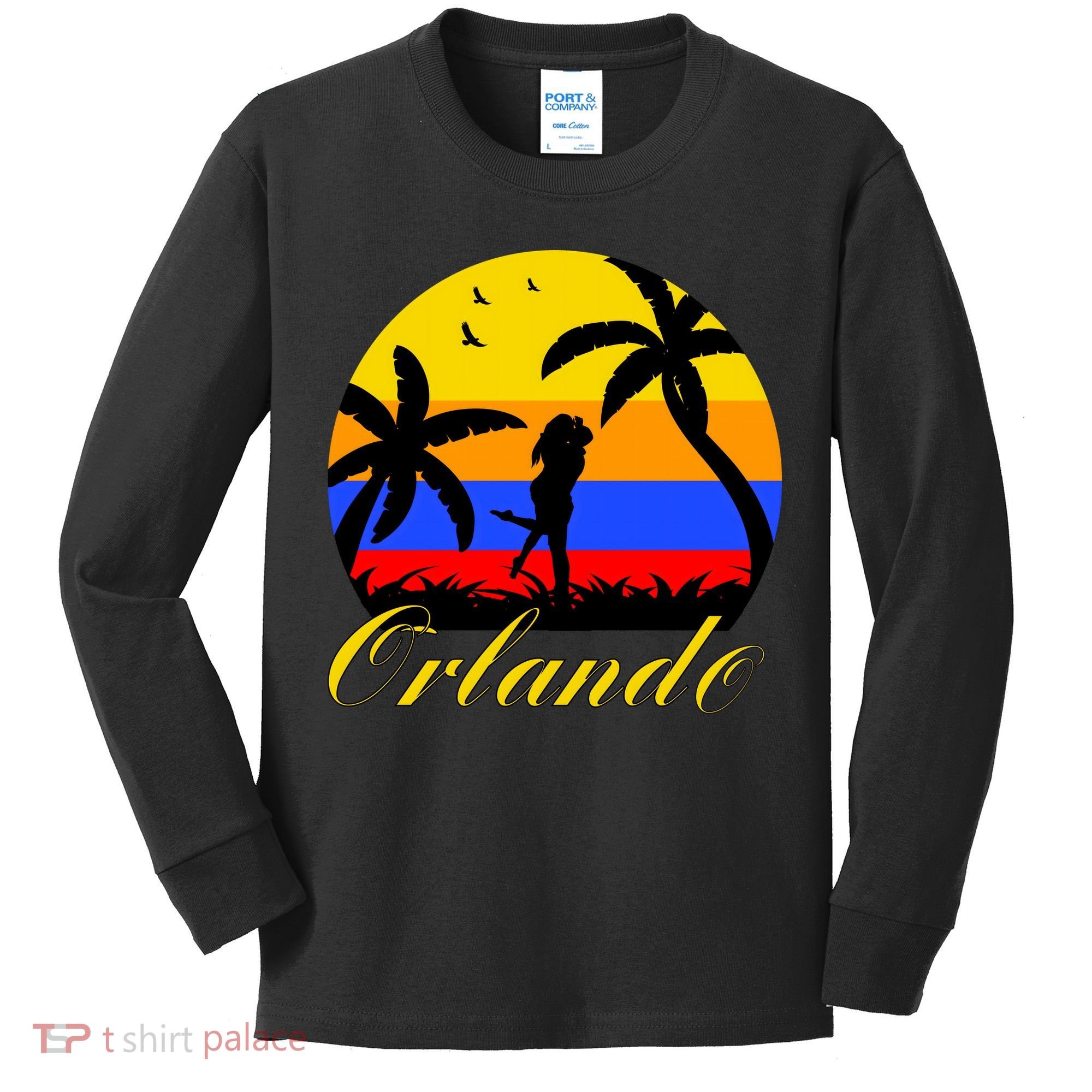 Retro Romantic Orlando Sunset Kids Long Sleeve Shirt