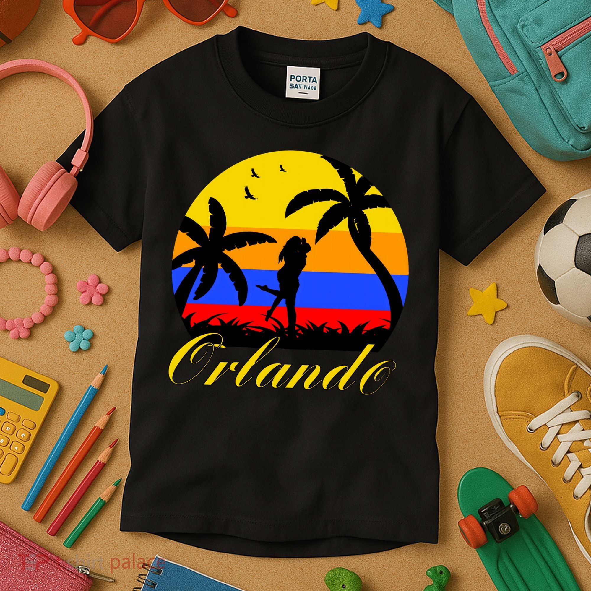 Retro Romantic Orlando Sunset Kids T-Shirt