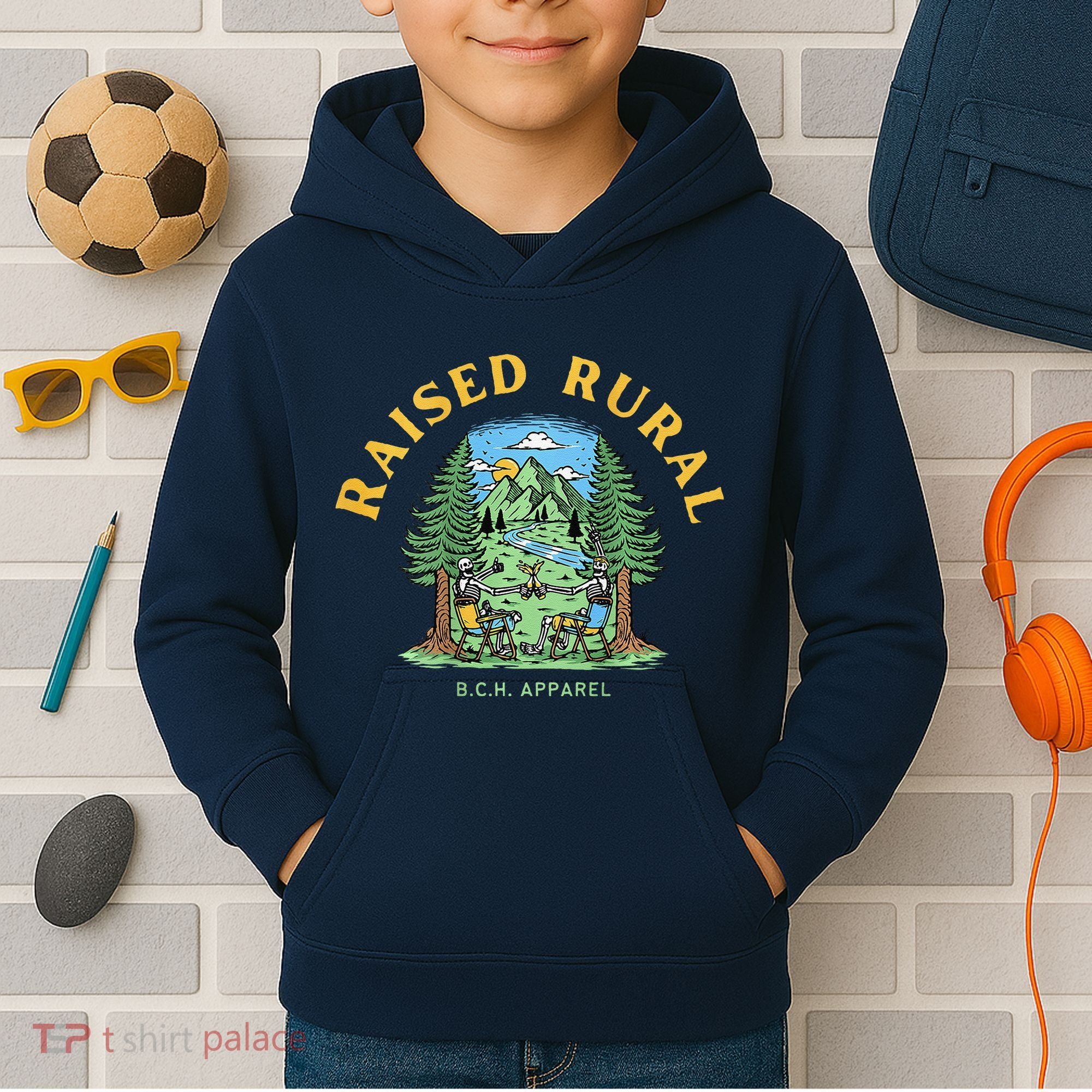 Raised Rural Outdoorsy Kids Hoodie