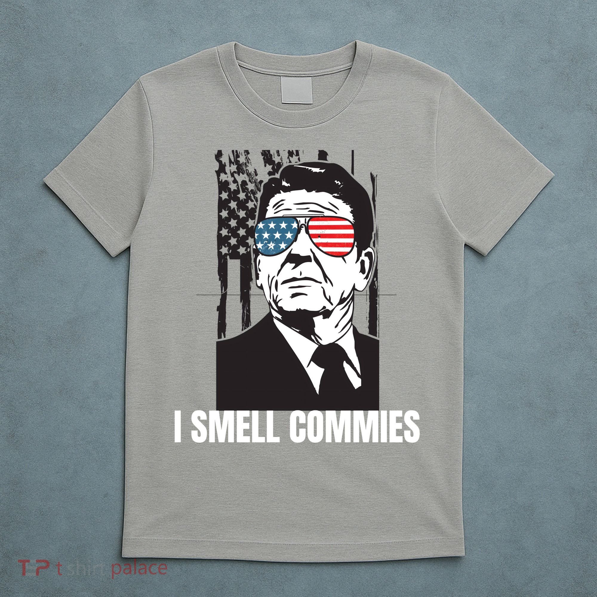 Ronald Reagan President I Smell Commies, Political Humor T-Shirt