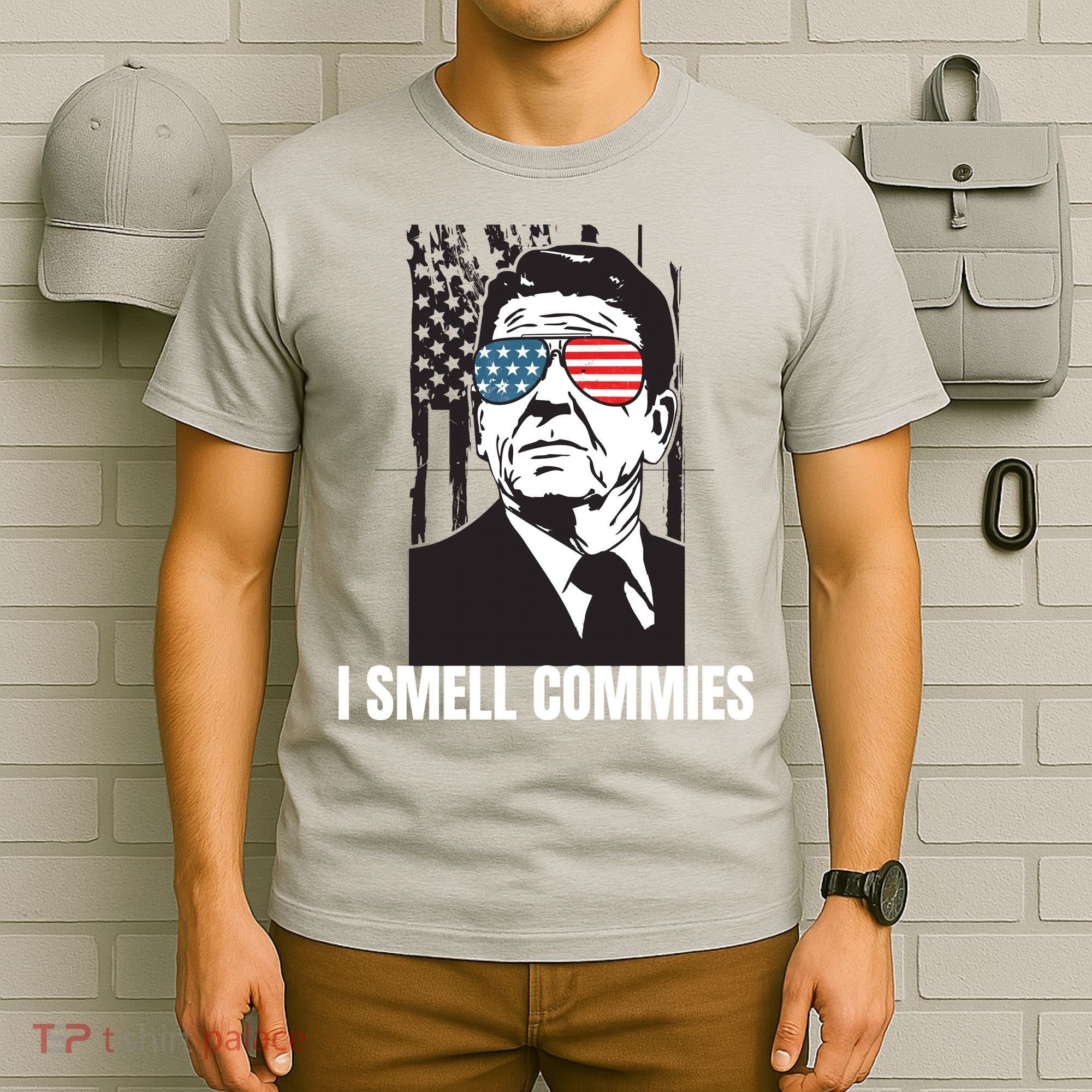 Ronald Reagan President I Smell Commies, Political Humor T-Shirt