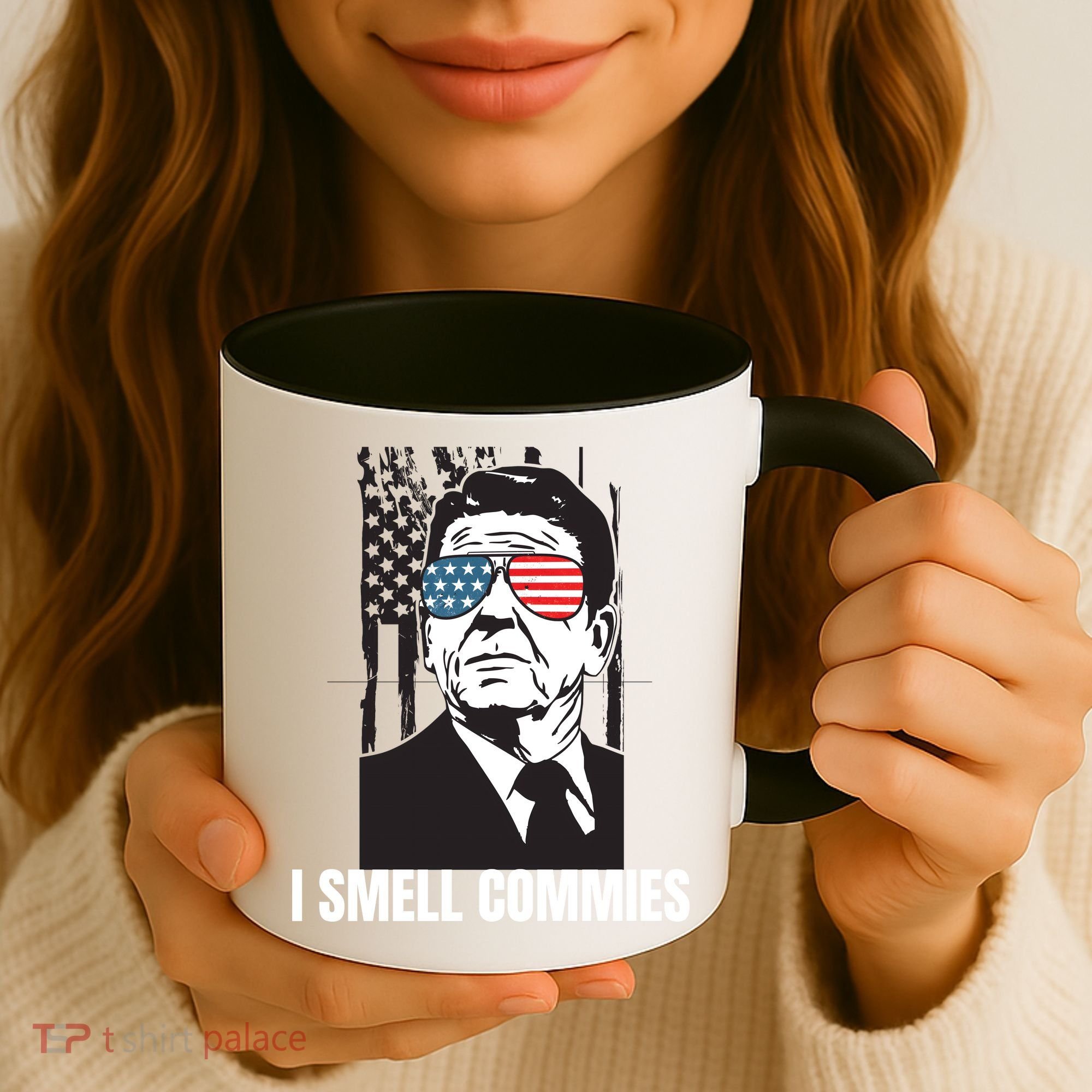 Ronald Reagan President I Smell Commies, Political Humor Coffee Mug