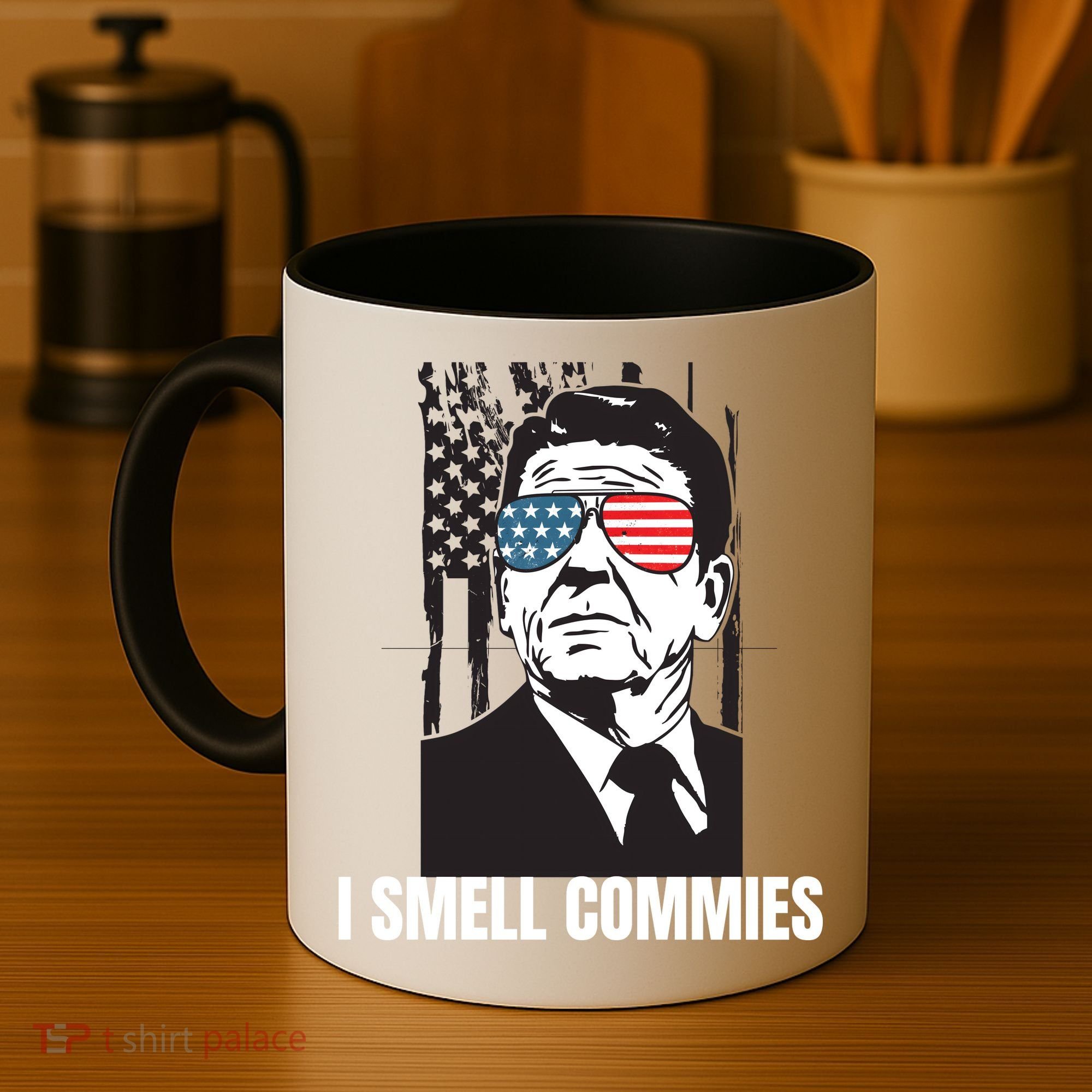 Ronald Reagan President I Smell Commies, Political Humor Coffee Mug