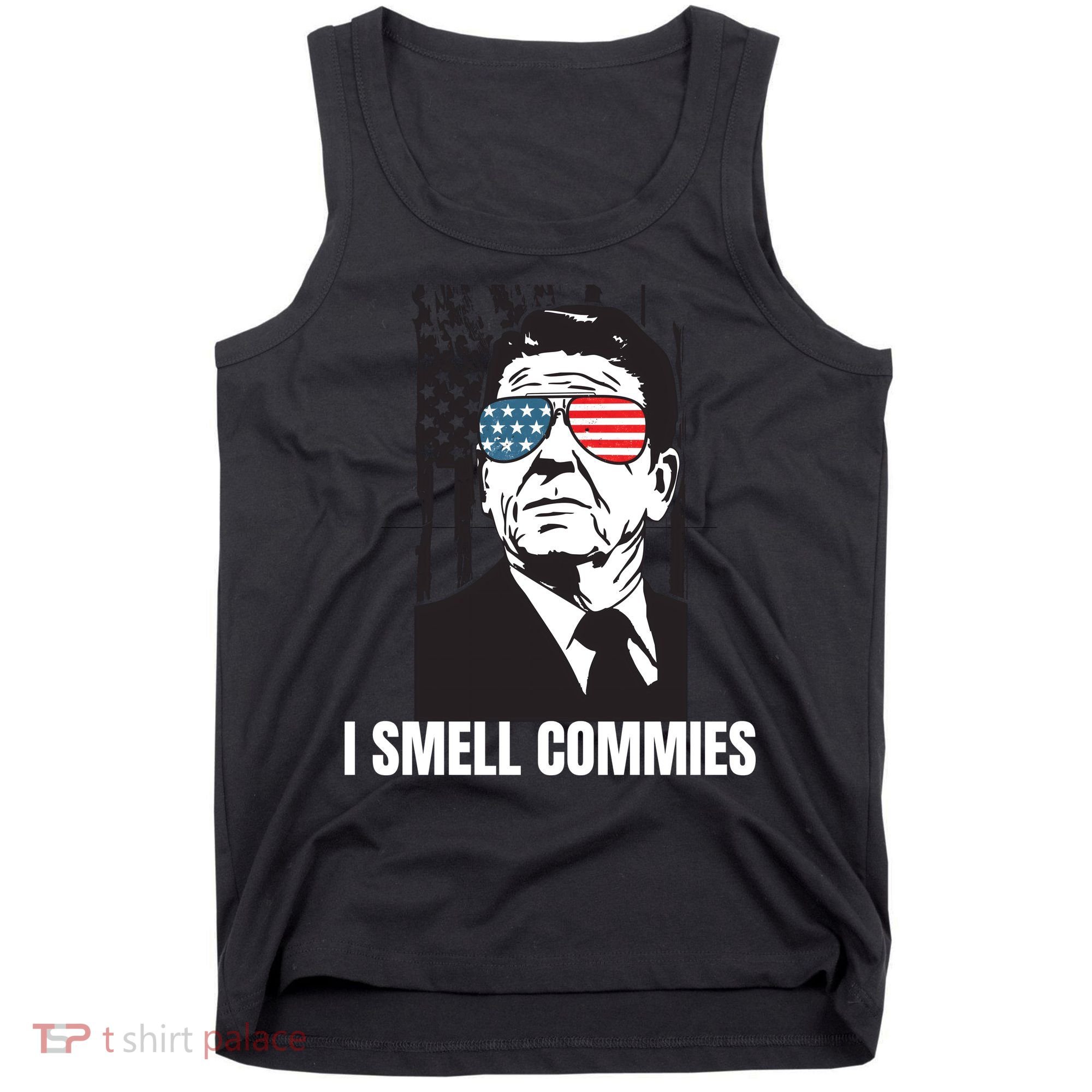 Ronald Reagan President I Smell Commies, Political Humor Tank Top