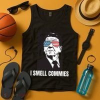 Ronald Reagan President I Smell Commies, Political Humor Tank Top thumb 4