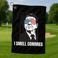 Ronald Reagan President I Smell Commies, Political Humor Golf Towel thumb 1