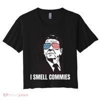 Ronald Reagan President I Smell Commies, Political Humor Women's Crop Top Tee thumb 0