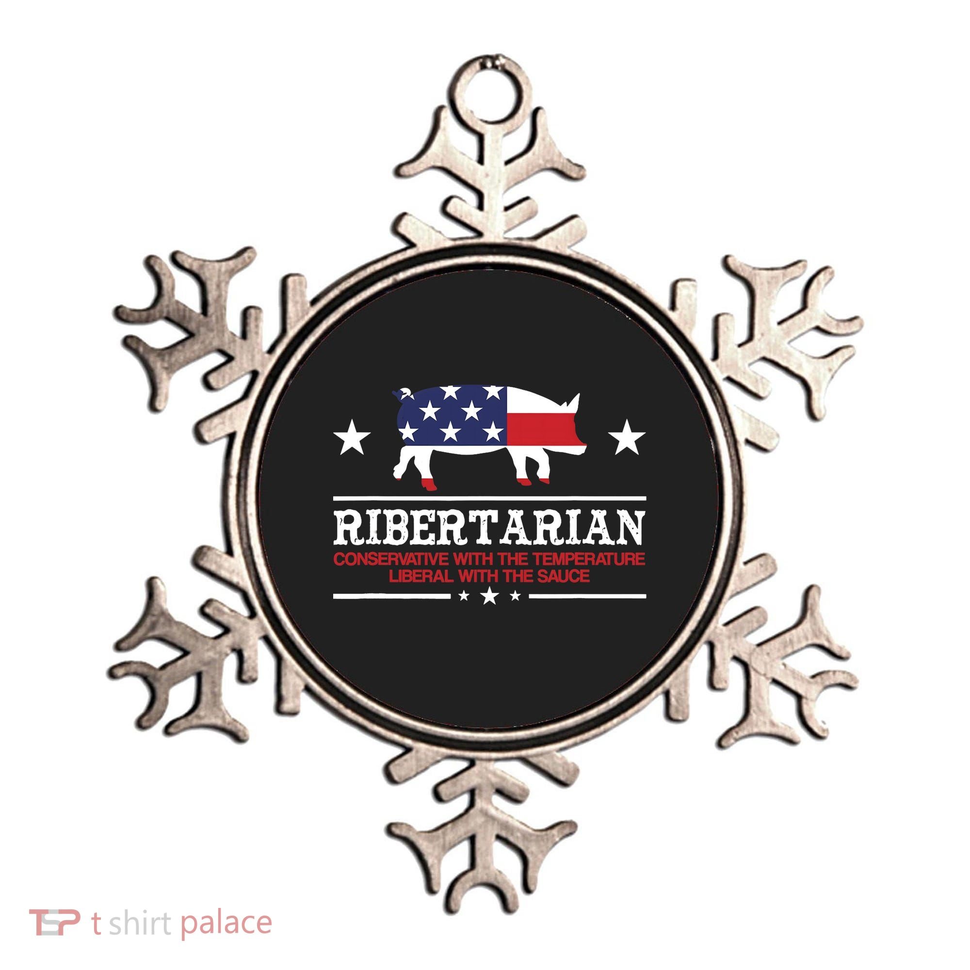 Ribertarian Ribs Pig Patriot Grilling Smoker Grill Funny BBQ Ornament
