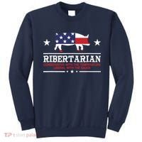 Ribertarian Ribs Pig Patriot Grilling Smoker Grill Funny BBQ Sweatshirt thumb 0