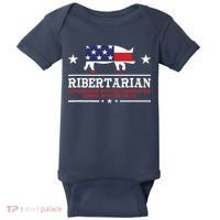 Ribertarian Ribs Pig Patriot Grilling Smoker Grill Funny BBQ Baby Bodysuit thumb 0