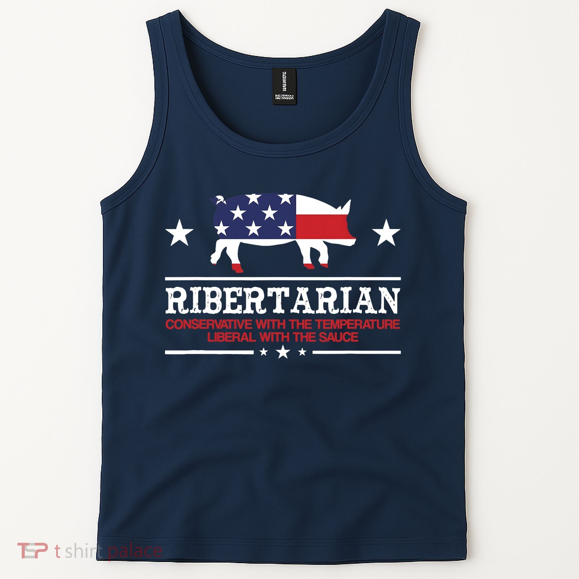 Ribertarian Ribs Pig Patriot Grilling Smoker Grill Funny BBQ Tank Top