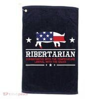Ribertarian Ribs Pig Patriot Grilling Smoker Grill Funny BBQ Golf Towel thumb 0