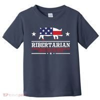 Ribertarian Ribs Pig Patriot Grilling Smoker Grill Funny BBQ Toddler T-Shirt thumb 0
