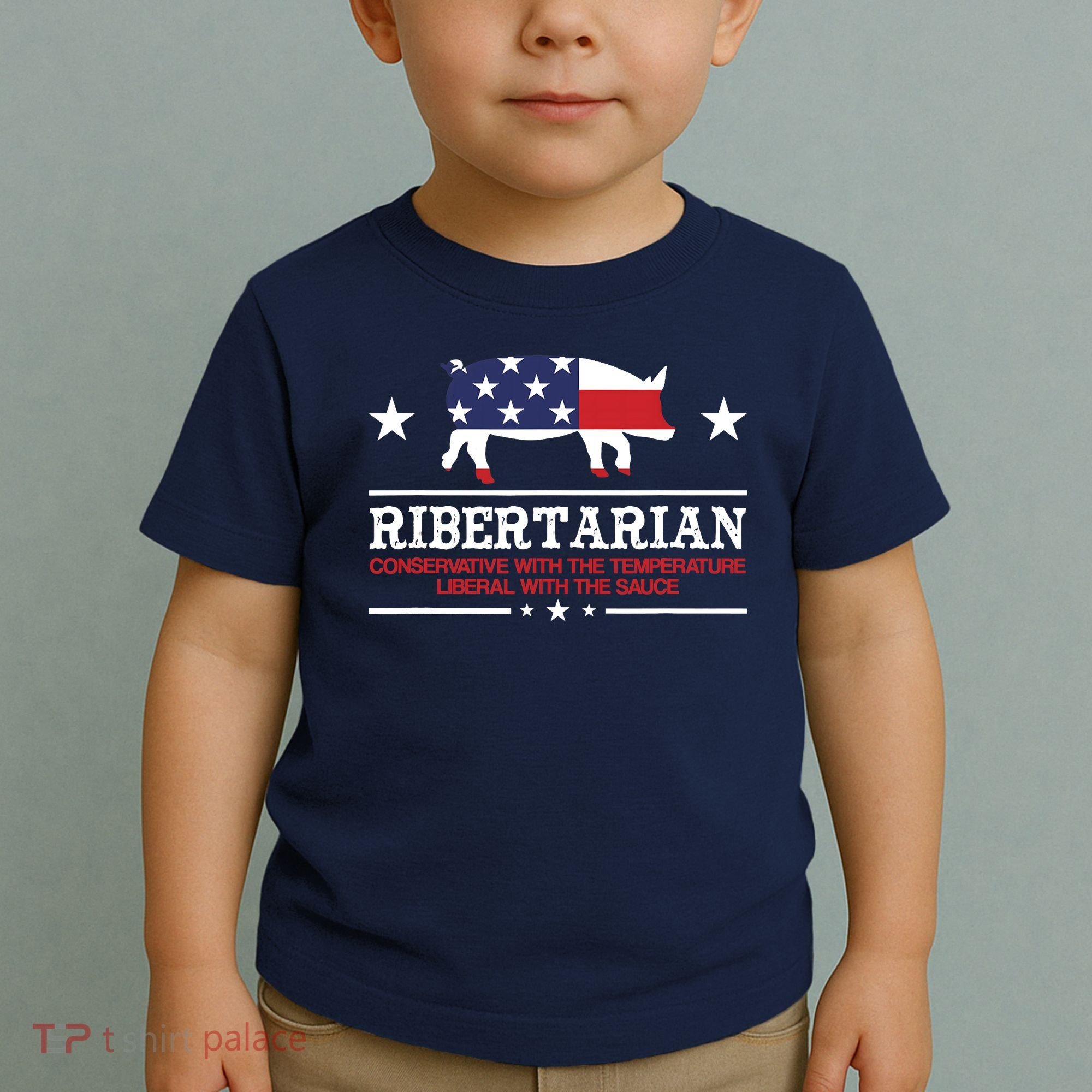 Ribertarian Ribs Pig Patriot Grilling Smoker Grill Funny BBQ Toddler T-Shirt