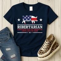 Ribertarian Ribs Pig Patriot Grilling Smoker Grill Funny BBQ Women's T-Shirt thumb 3