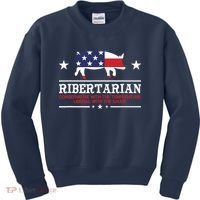Ribertarian Ribs Pig Patriot Grilling Smoker Grill Funny BBQ Kids Sweatshirt thumb 0