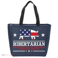 Ribertarian Ribs Pig Patriot Grilling Smoker Grill Funny BBQ Tote Bag thumb 0