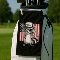 Redneck Raccoon Patriotic White Trash Party Attire Hillbilly Gift Golf Towel thumb 2