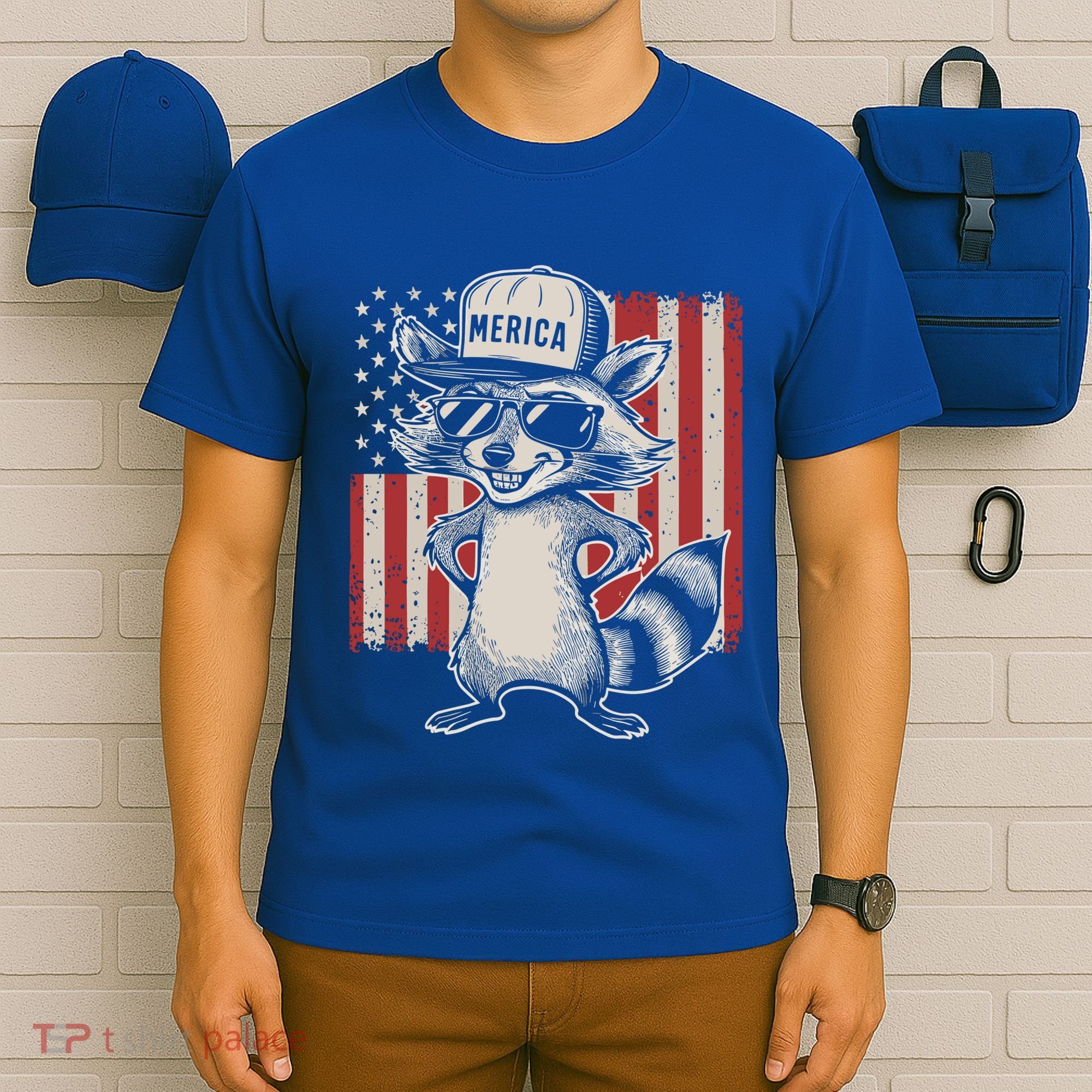 Redneck Raccoon Patriotic White Trash Party Attire Hillbilly Gift T-Shirt