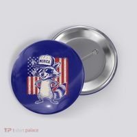 Redneck Raccoon Patriotic White Trash Party Attire Hillbilly Gift Button thumb 0