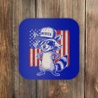 Redneck Raccoon Patriotic White Trash Party Attire Hillbilly Gift Coaster thumb 0