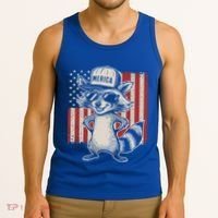 Redneck Raccoon Patriotic White Trash Party Attire Hillbilly Gift Tank Top thumb 3