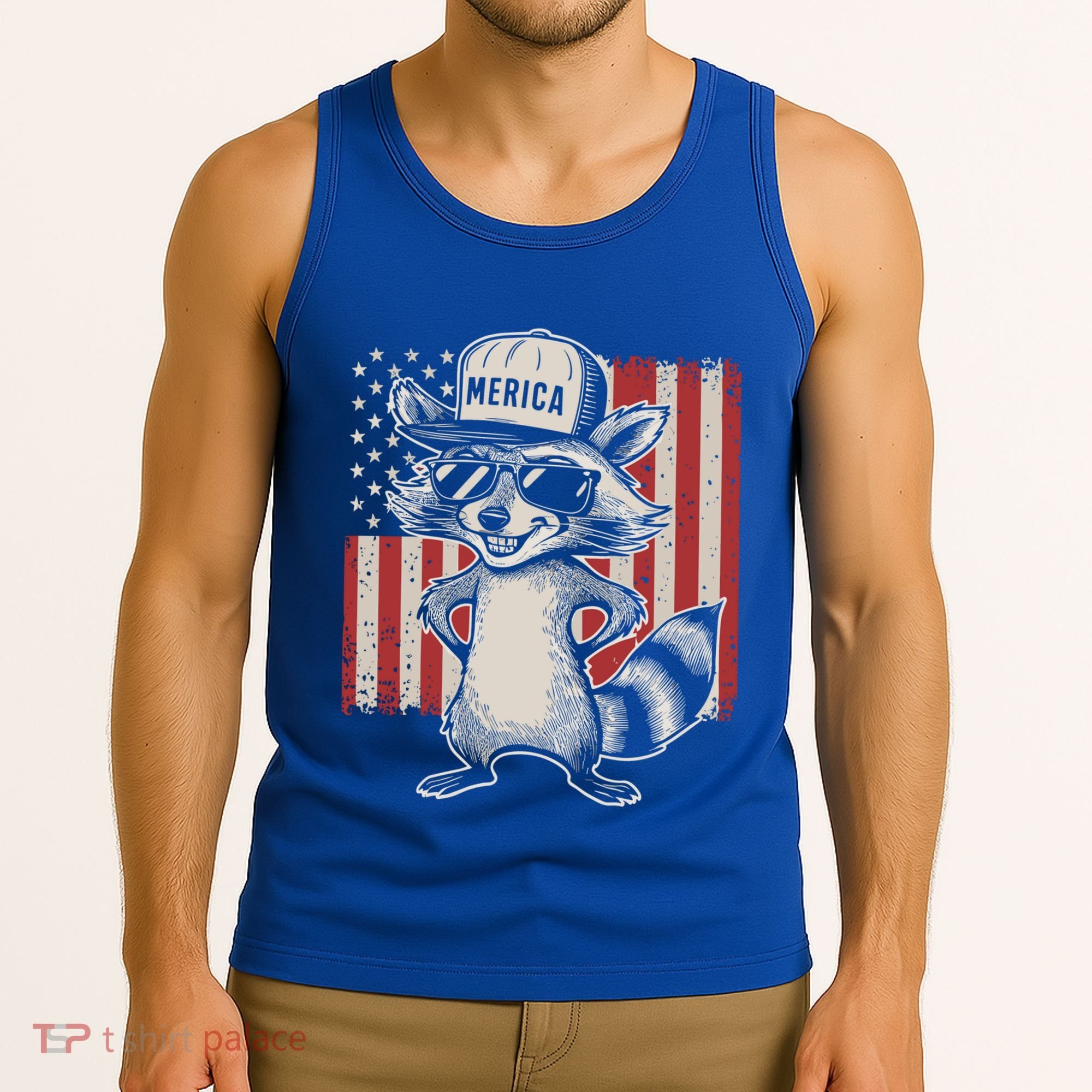 Redneck Raccoon Patriotic White Trash Party Attire Hillbilly Gift Tank Top