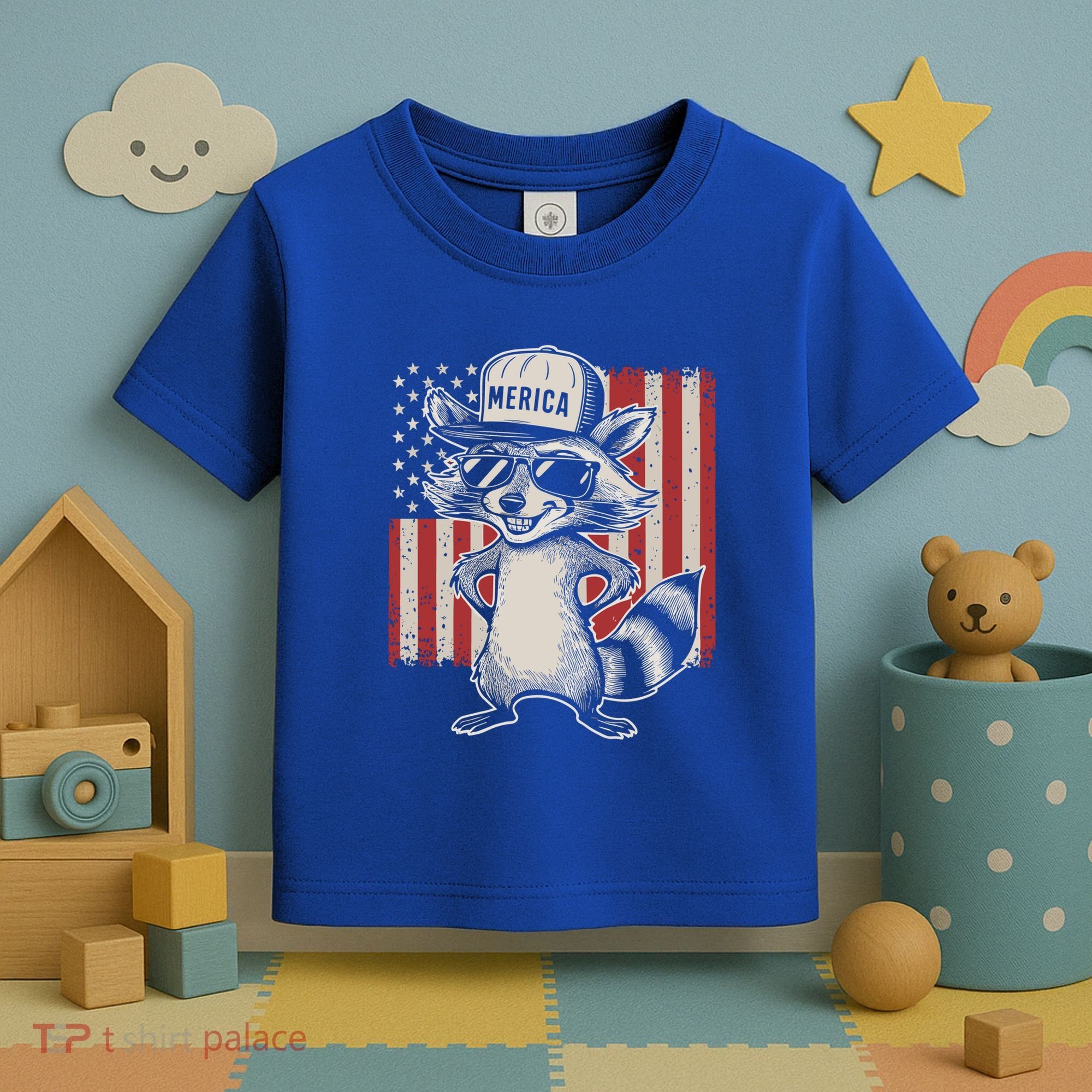 Redneck Raccoon Patriotic White Trash Party Attire Hillbilly Gift Toddler T-Shirt