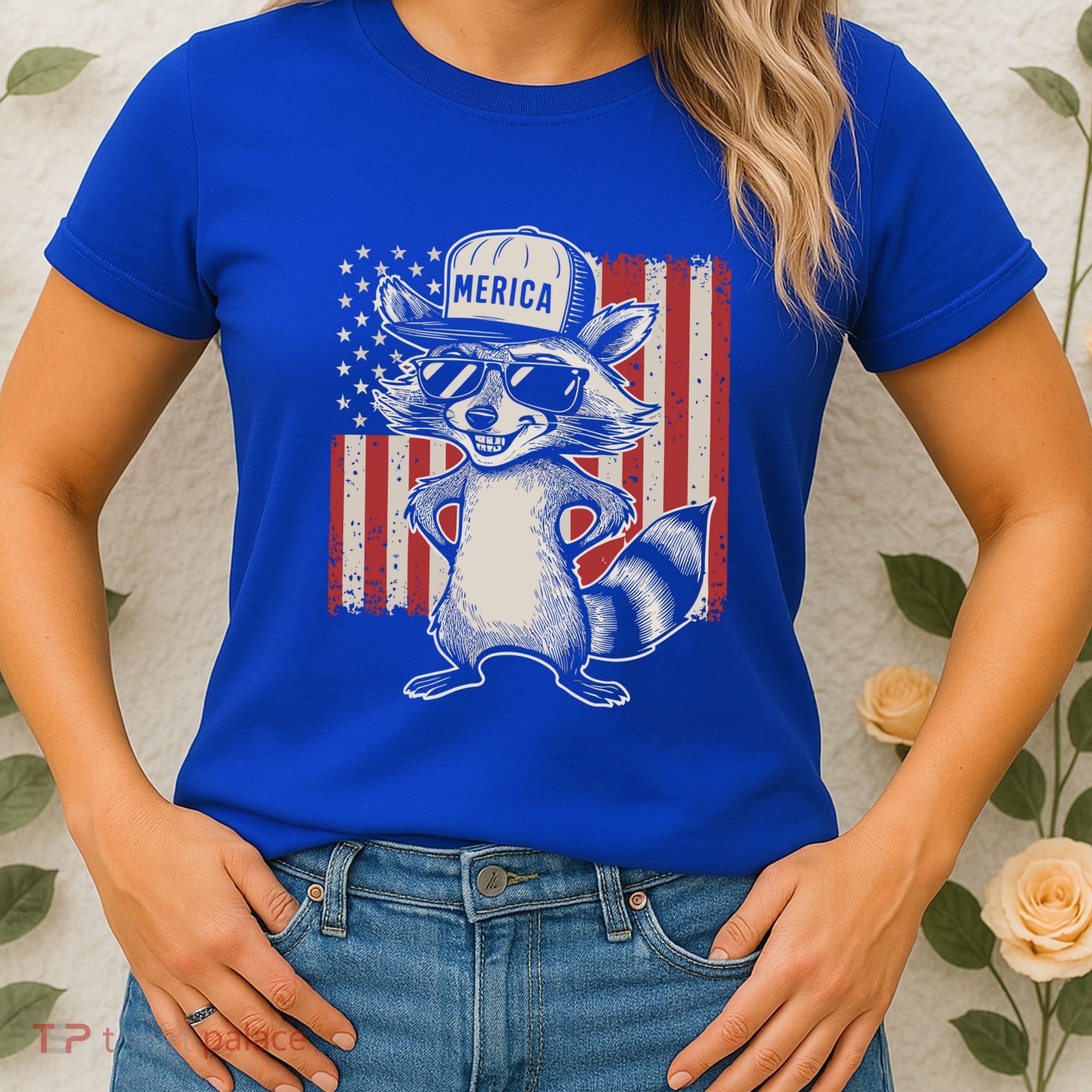 Redneck Raccoon Patriotic White Trash Party Attire Hillbilly Gift Women's T-Shirt