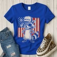 Redneck Raccoon Patriotic White Trash Party Attire Hillbilly Gift Women's T-Shirt thumb 3